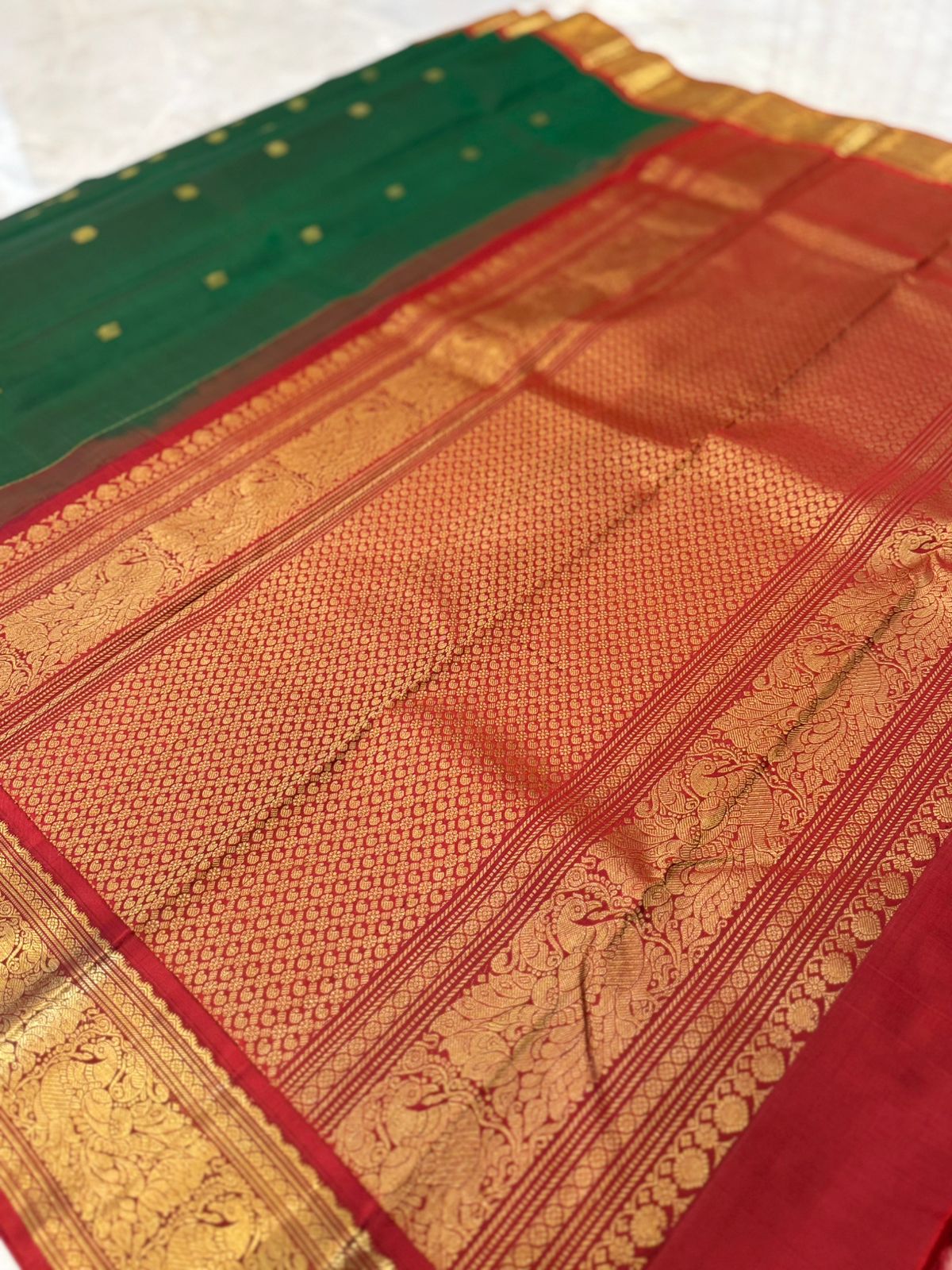 Deep Green Crimson Kanjivaram