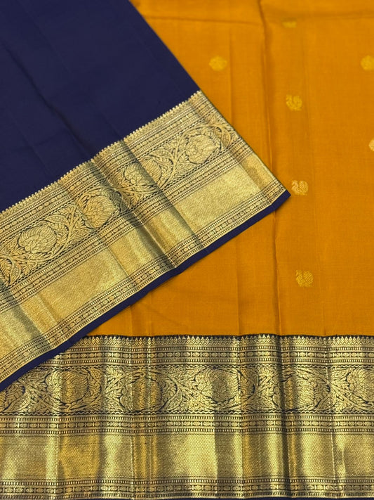 Mustard Yellow Navy Kanjivaram