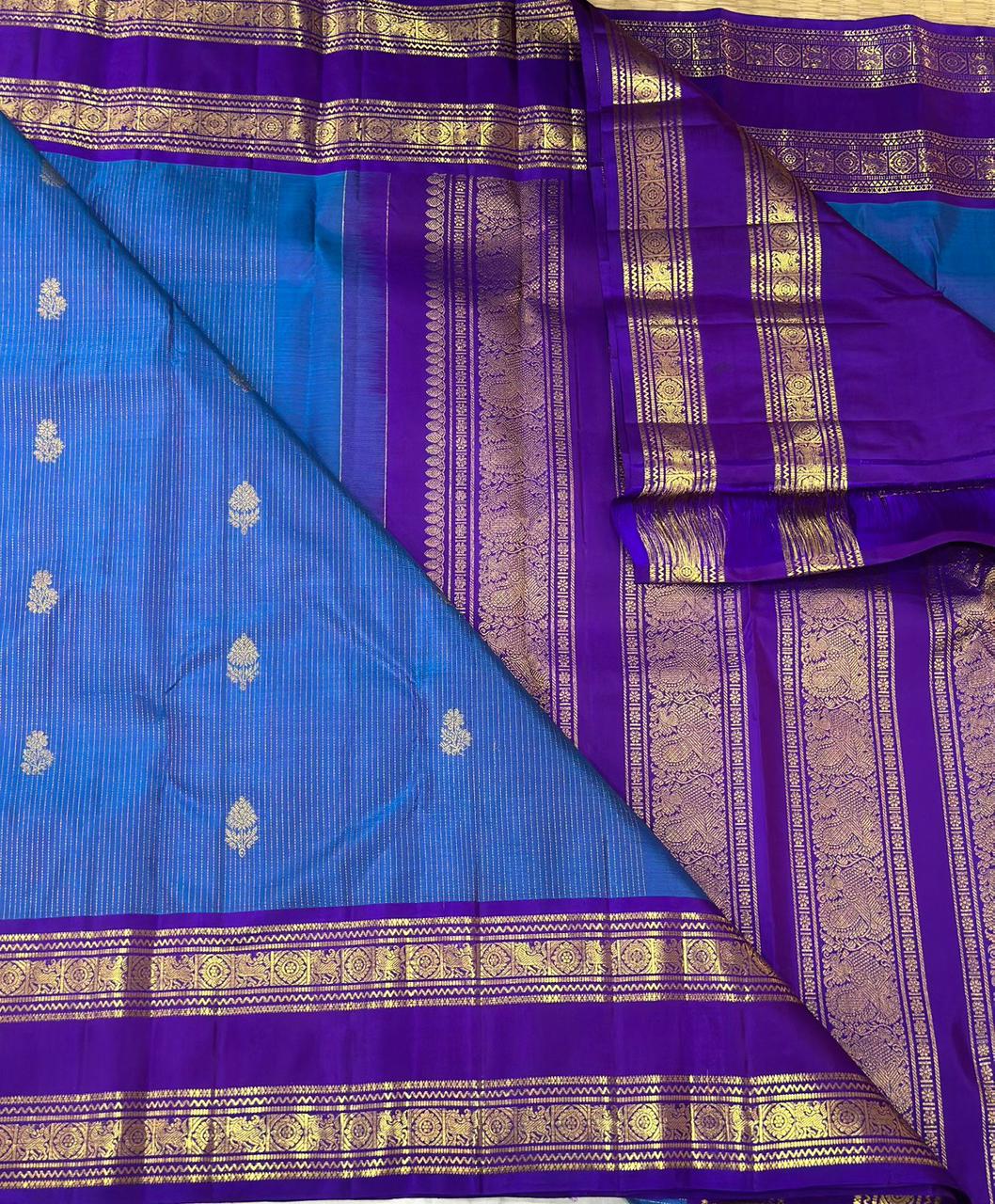 Blue Silver Zari Handwoven Saree