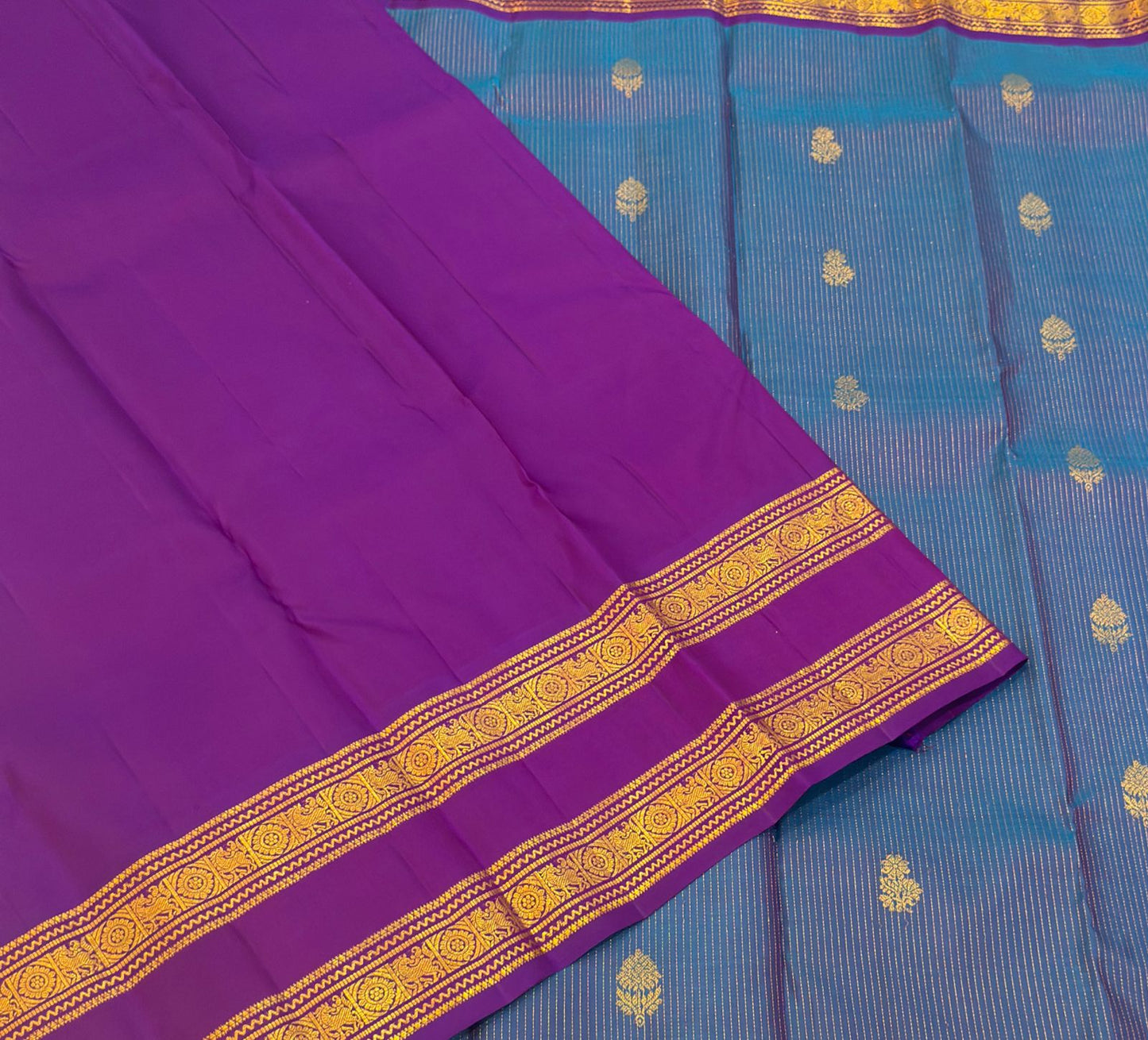 Blue Silver Zari Handwoven Saree