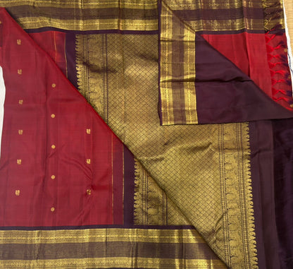 Red Purple Kanjivaram Saree