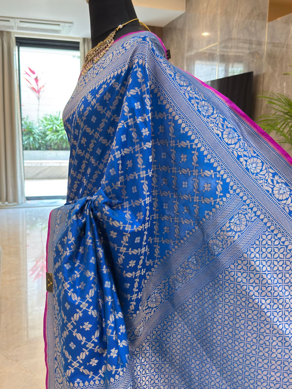 Stunning Blue Katan Silk Saree