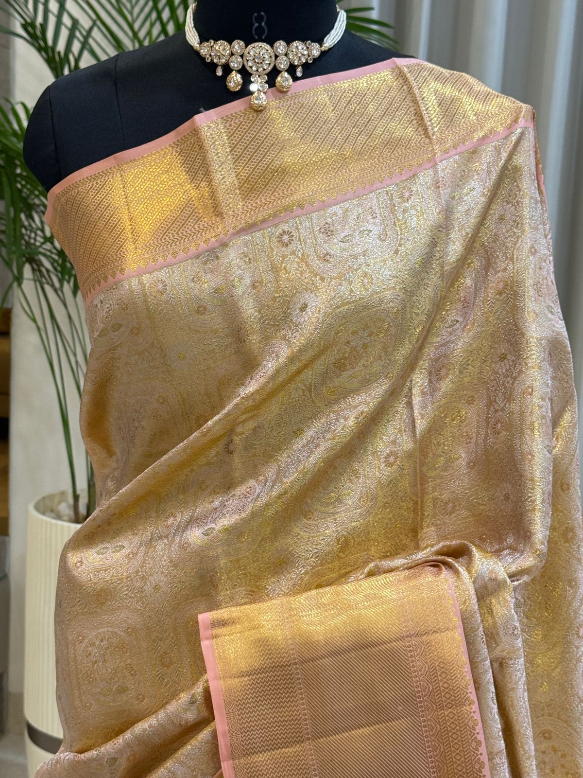 Peach Pink Full Zariwork