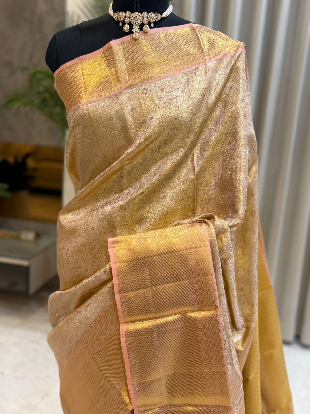 Peach Pink Full Zariwork