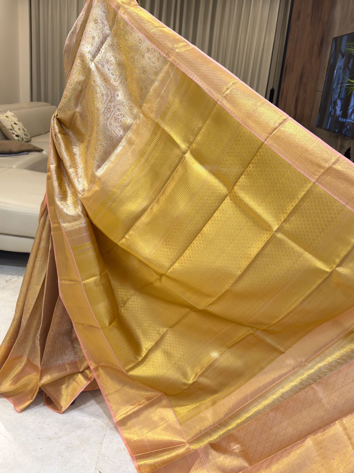 Peach Pink Full Zariwork