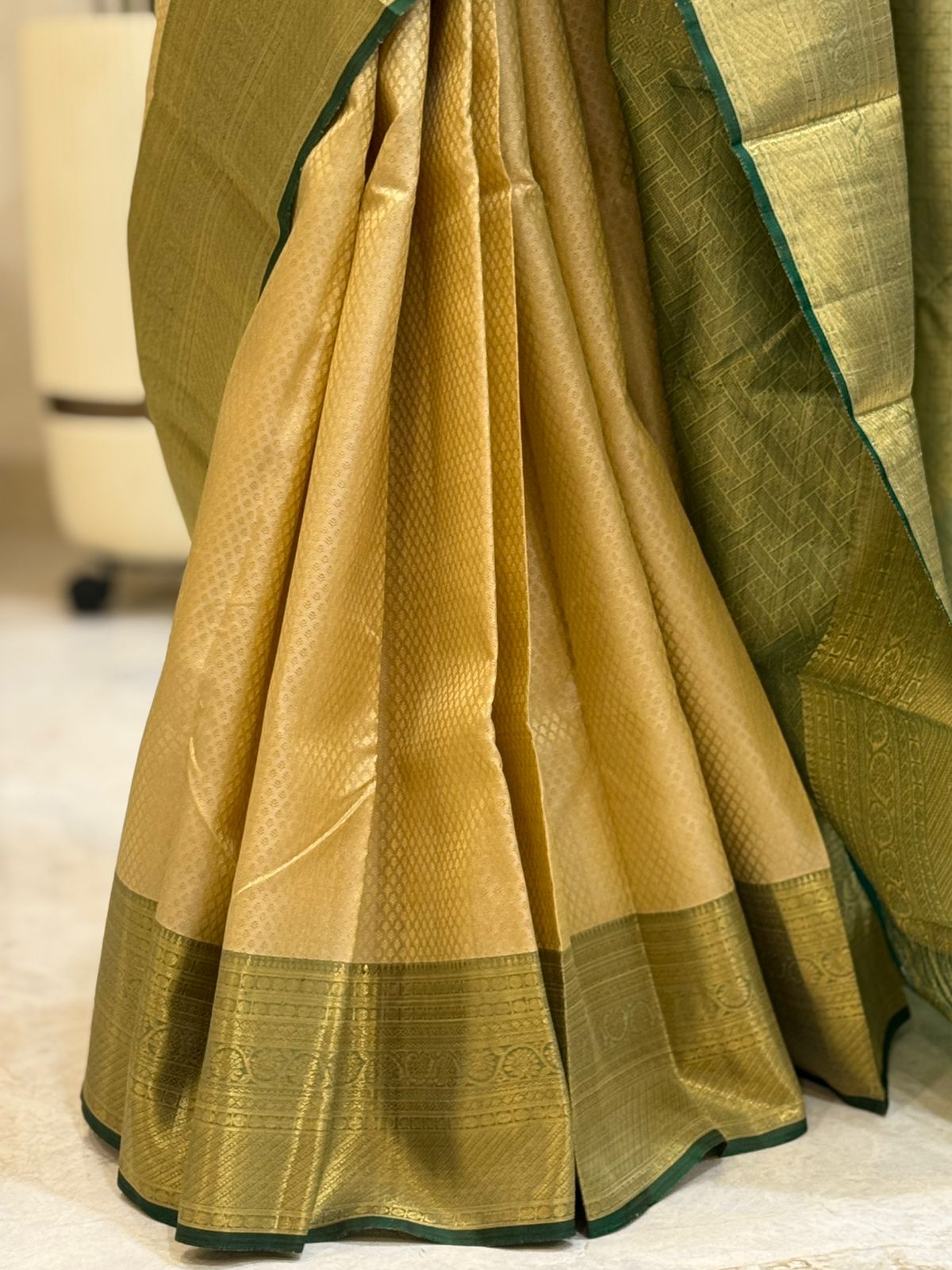 Exquisite Peach & Green Handwoven