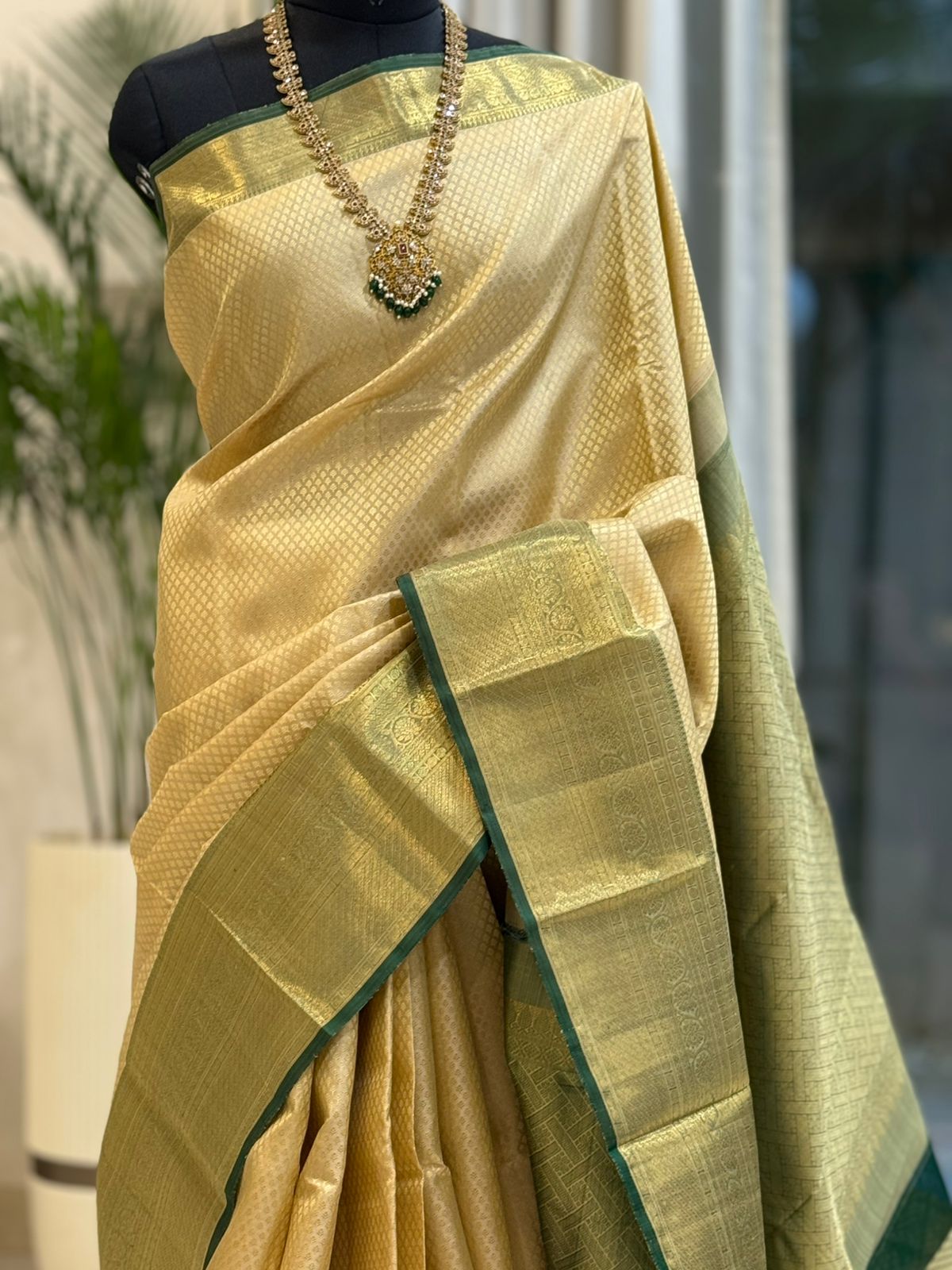 Exquisite Peach & Green Handwoven