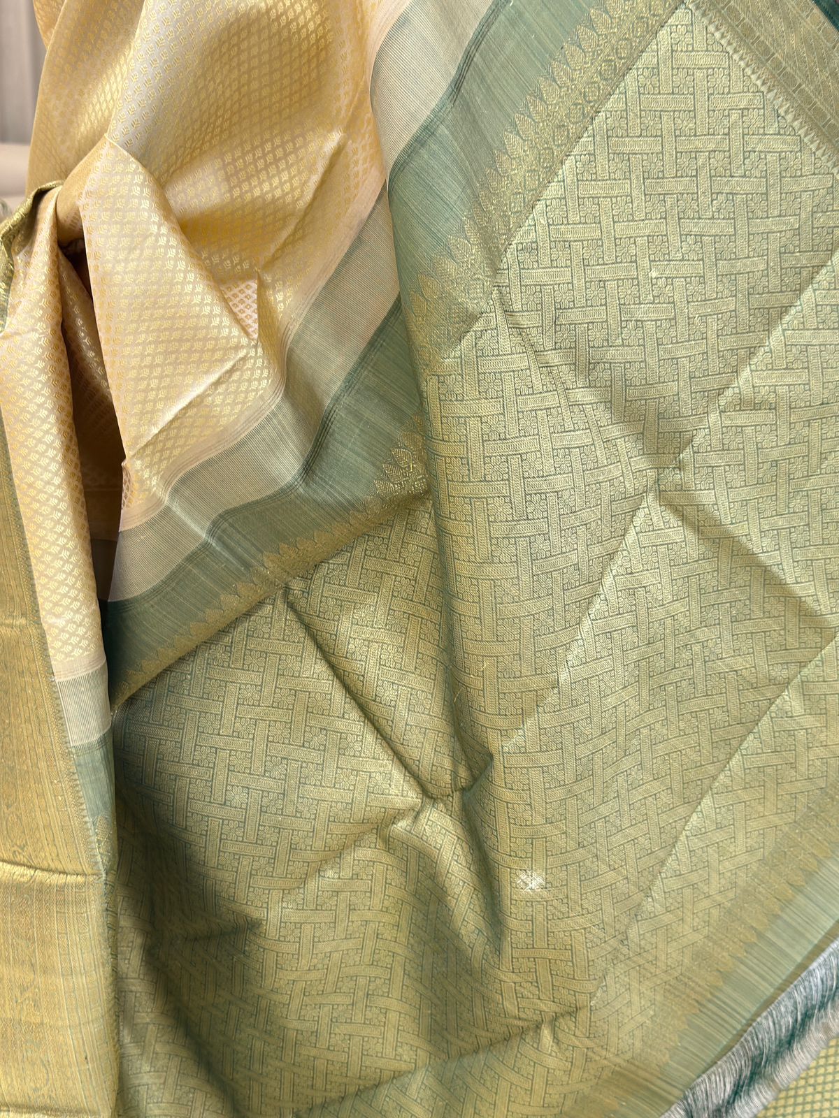 Exquisite Peach & Green Handwoven
