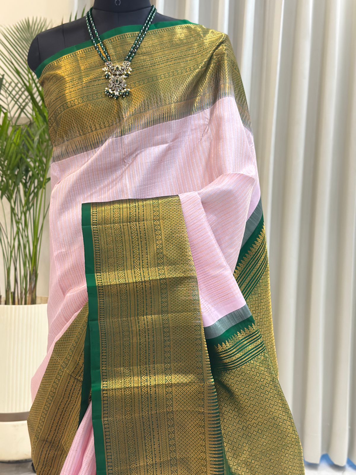 Light Pink Vertical Stripes Green