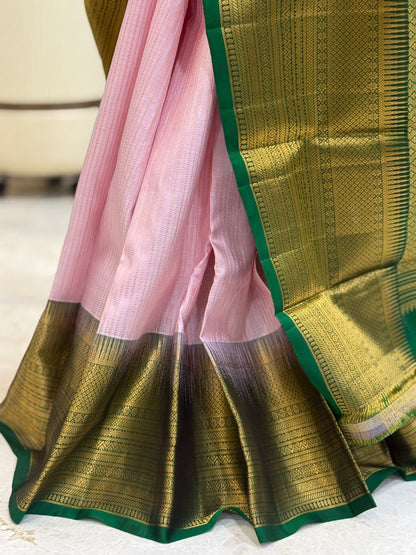 Light Pink Vertical Stripes Green