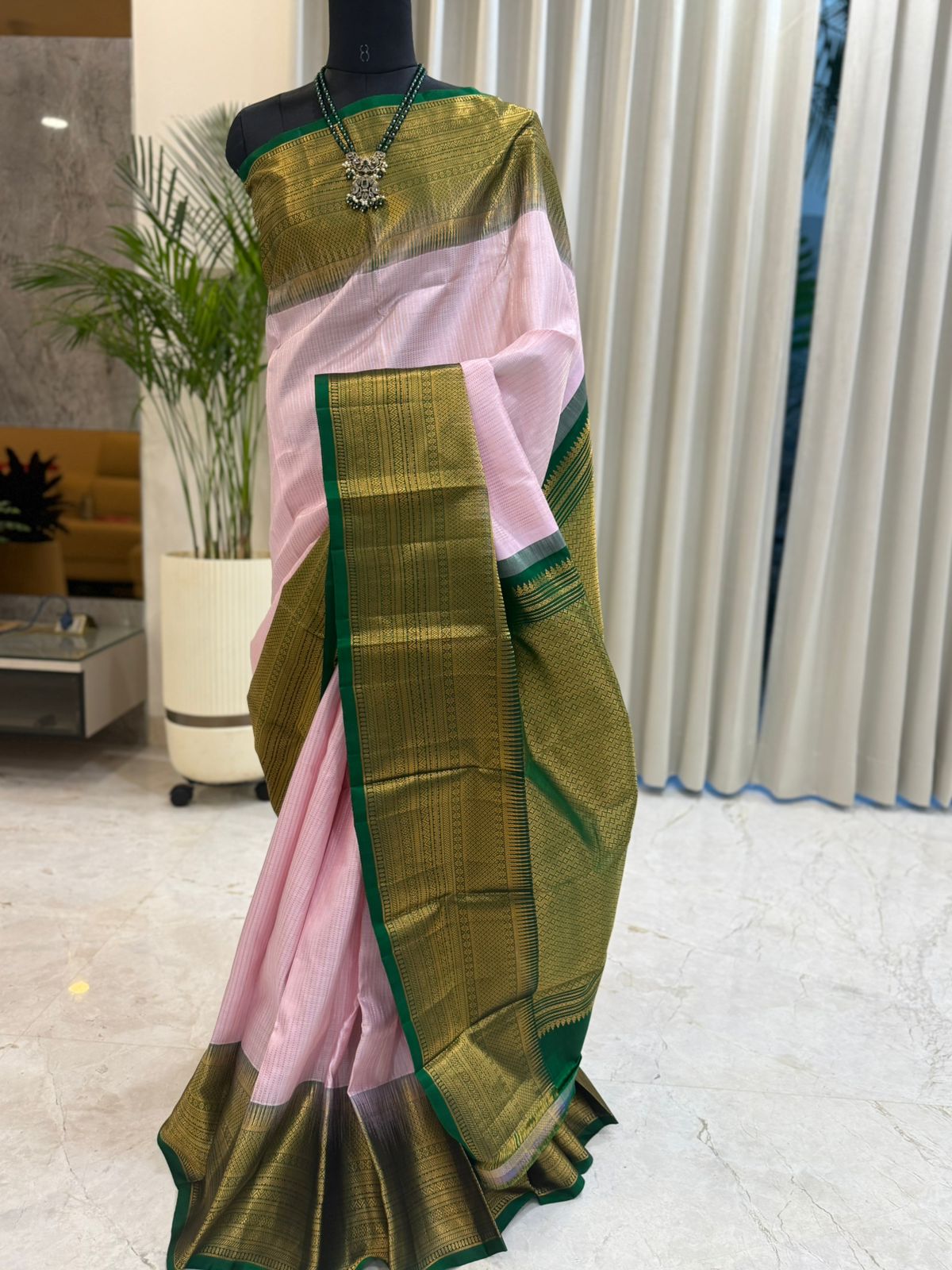 Light Pink Vertical Stripes Green