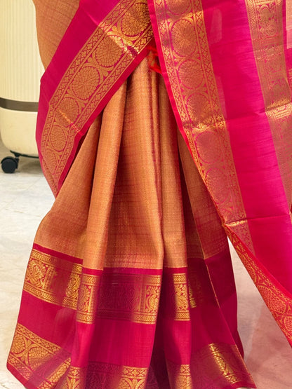 Peach Pink full zariwork with rani pink