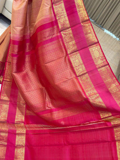 Peach Pink full zariwork with rani pink