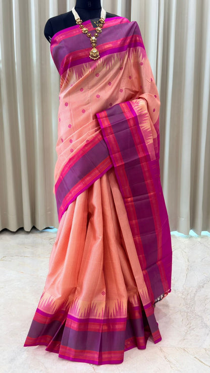 Peach & Violet Kanjivaram