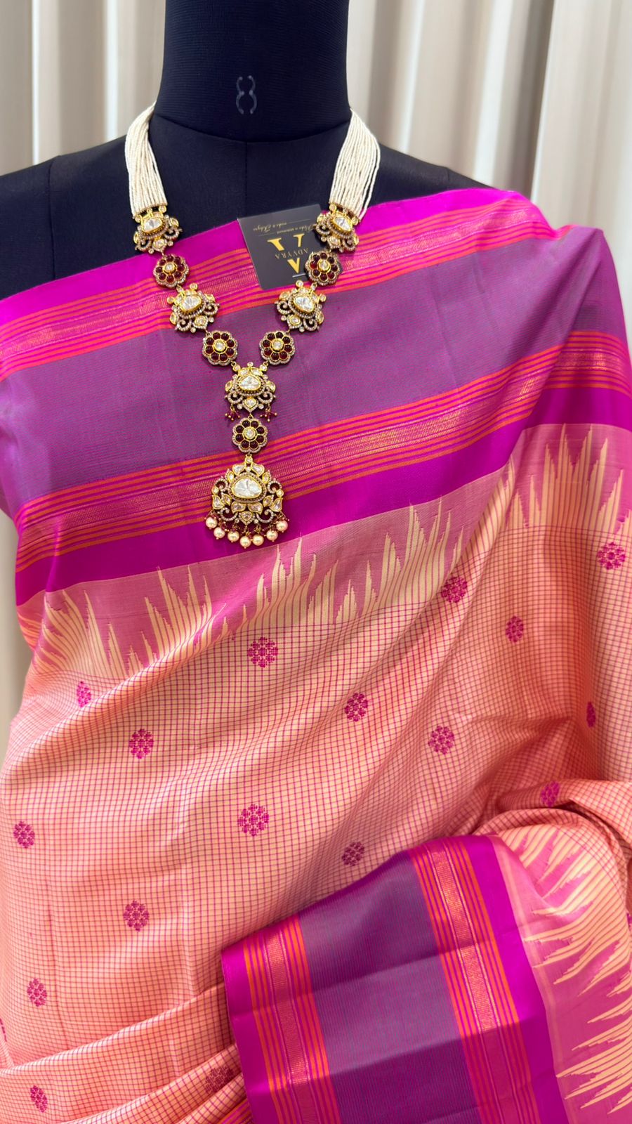 Peach & Violet Kanjivaram