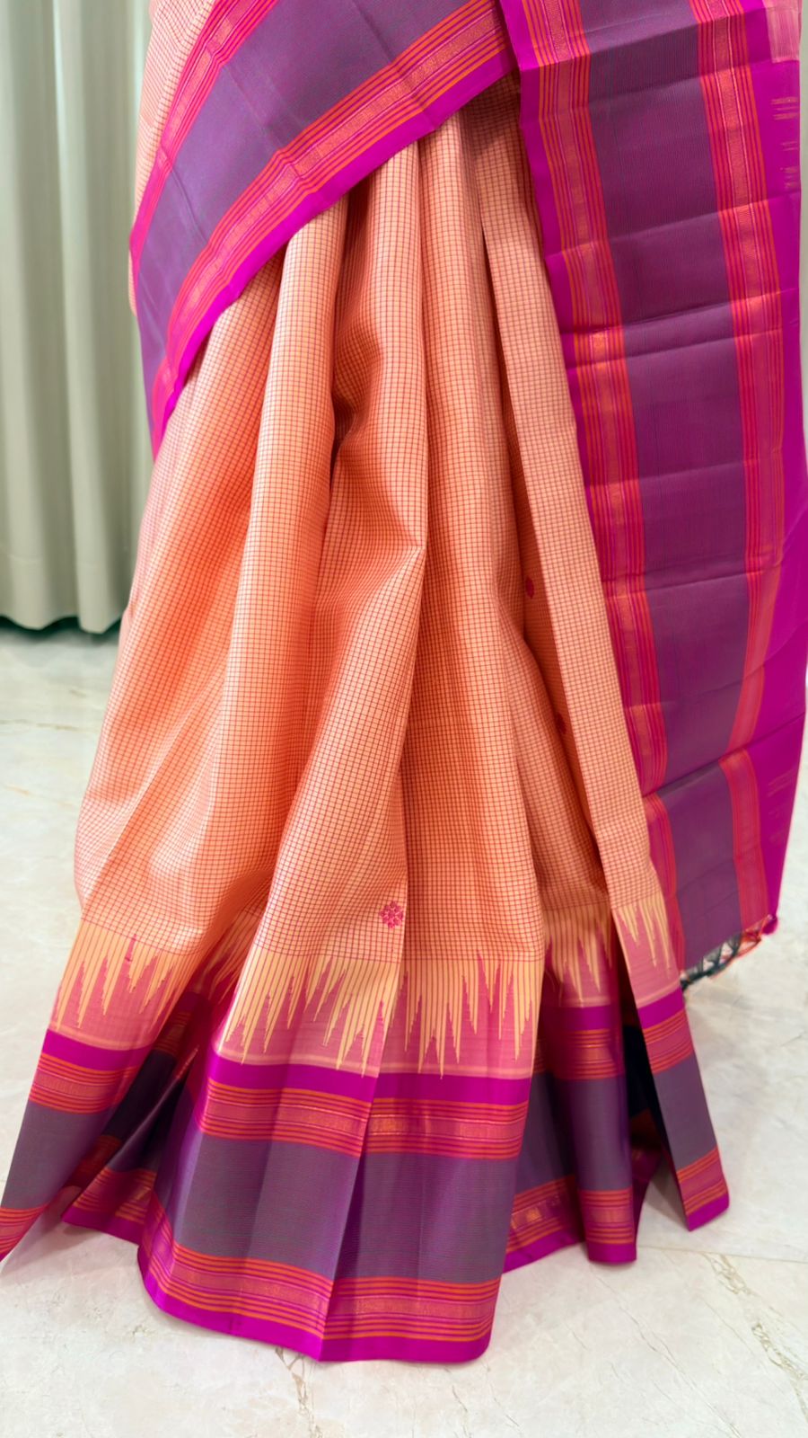 Peach & Violet Kanjivaram