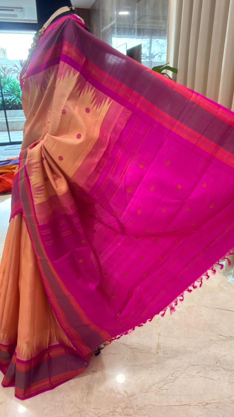 Peach & Violet Kanjivaram