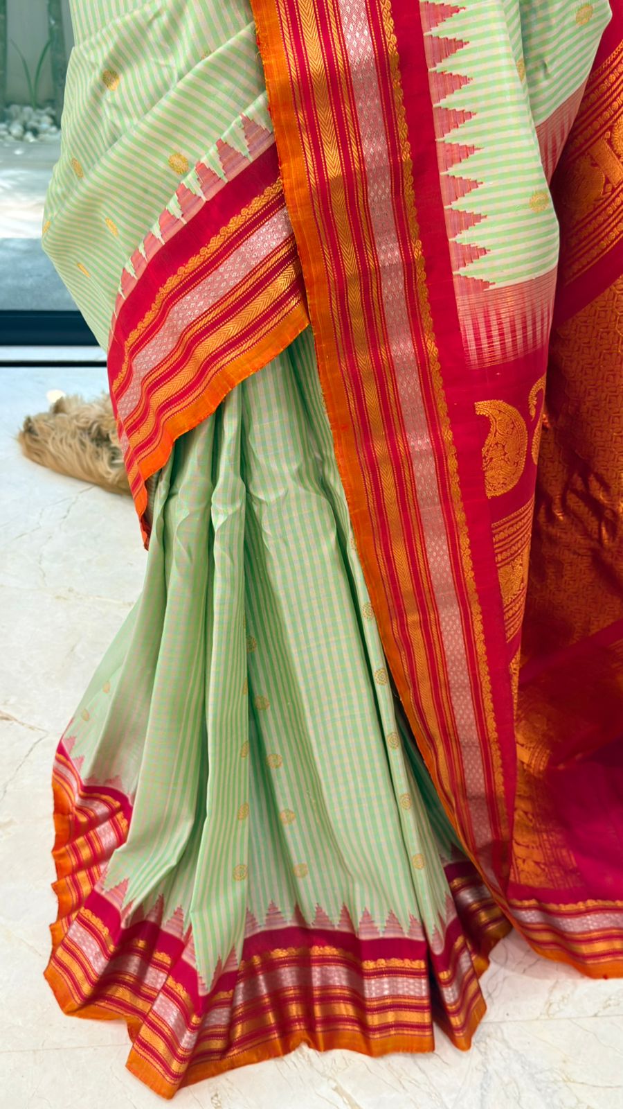 Pista Pink Gadwal Silk