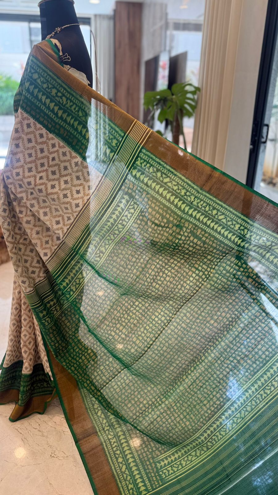 Ivory Ikat Saree