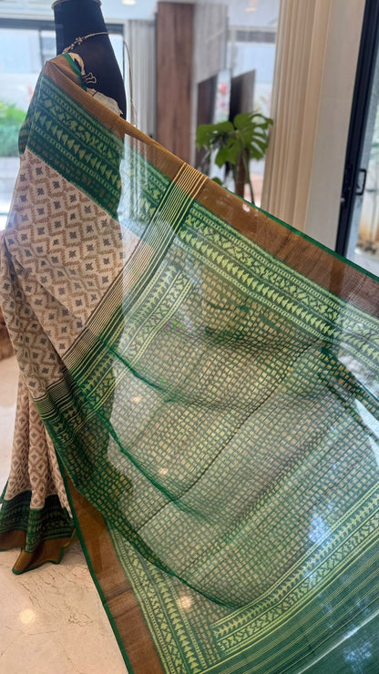 Ivory Ikat Saree