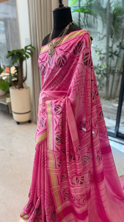 Pink Ikat Saree