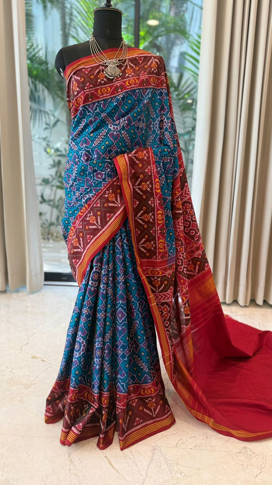 Teal Ikat Saree