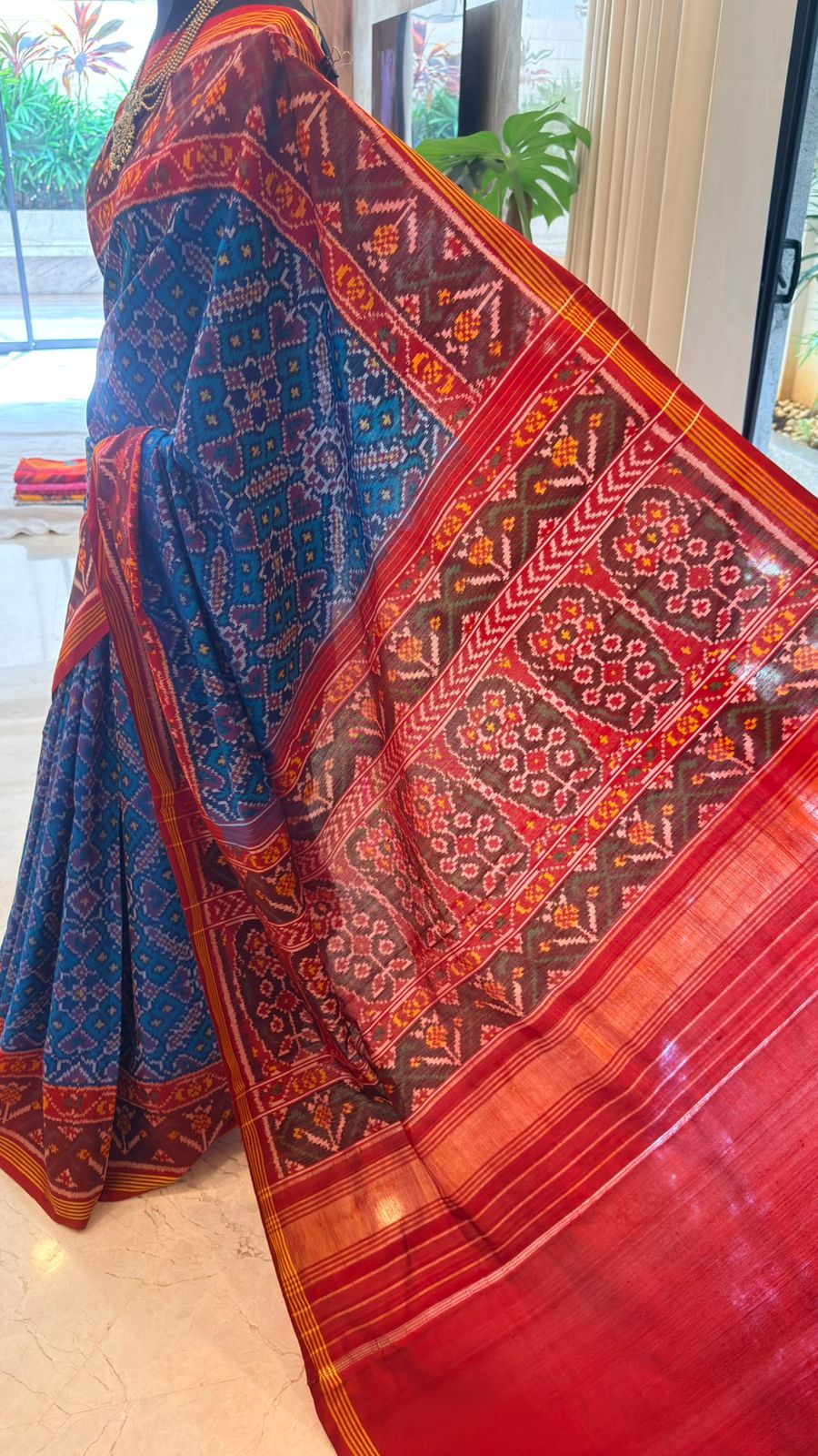 Teal Ikat Saree