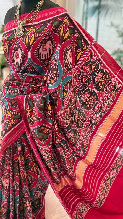 Deep Maroon Ikat Saree