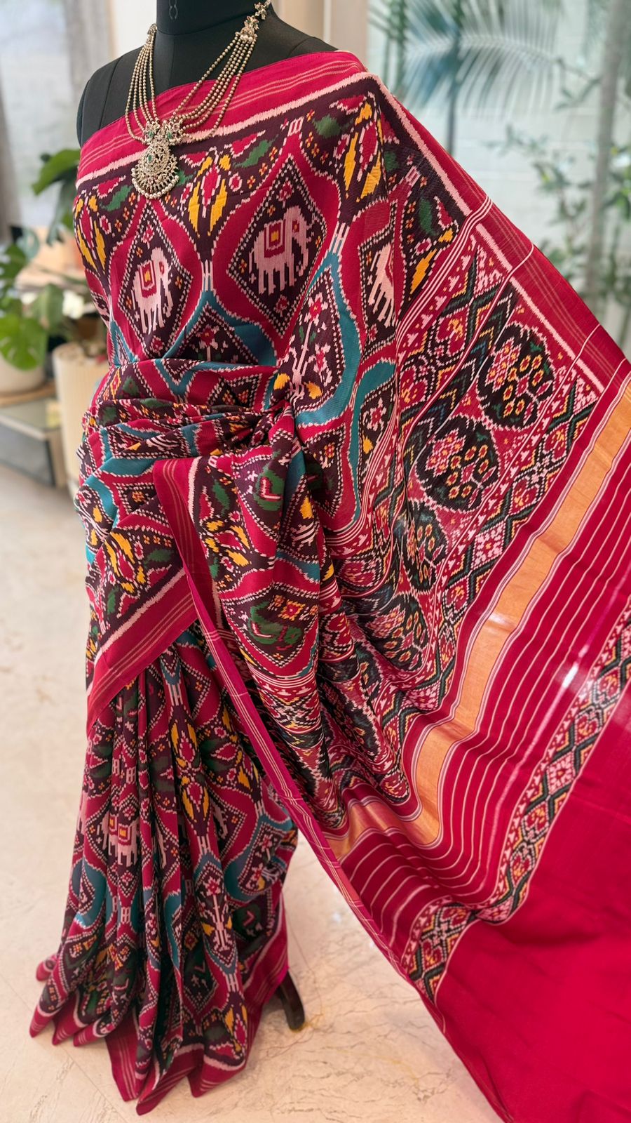 Deep Maroon Ikat Saree