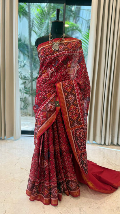 Dust Pink Ikat Saree