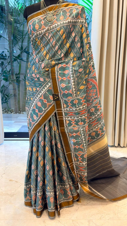 Grey Ikat Saree