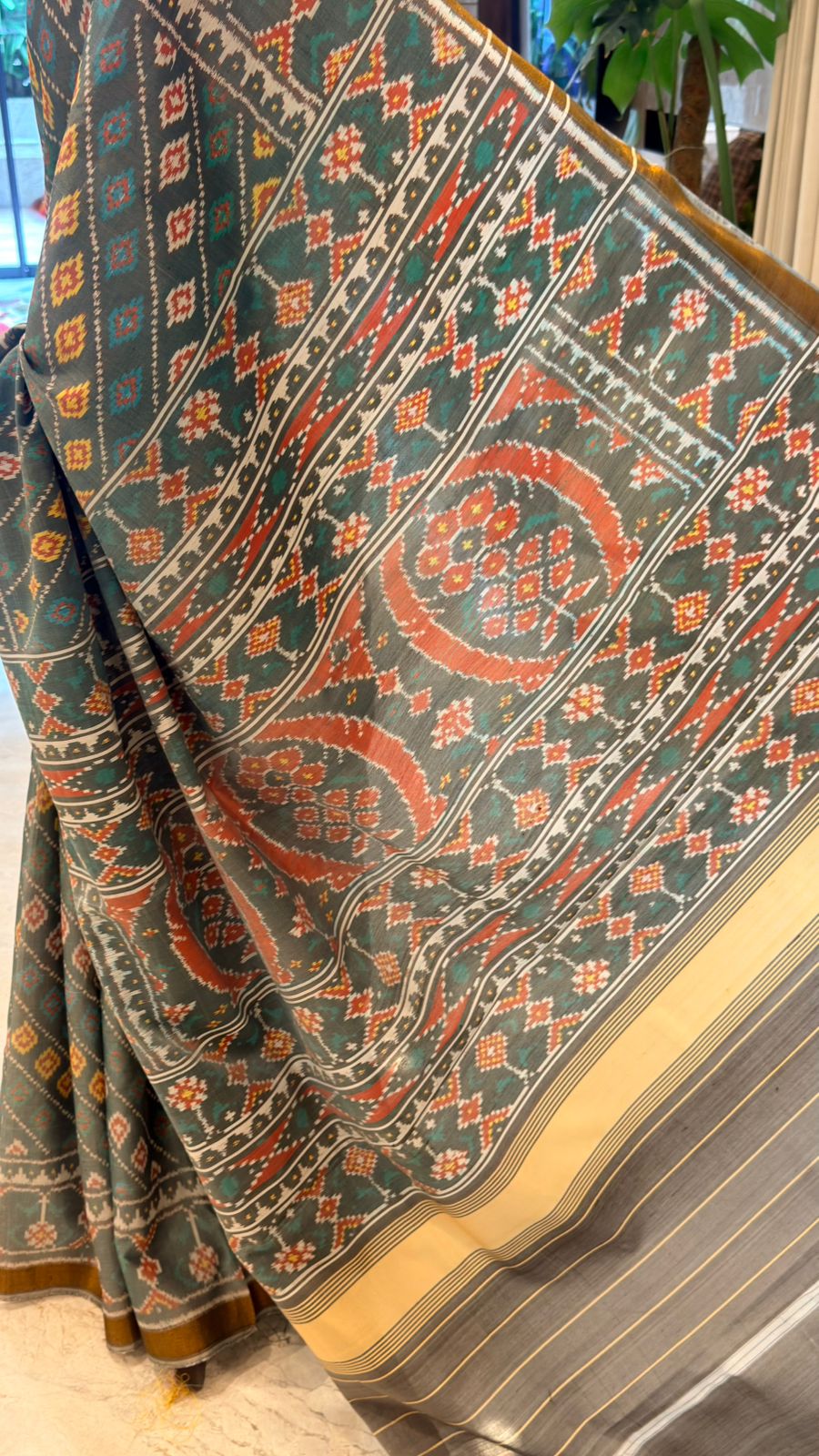 Grey Ikat Saree