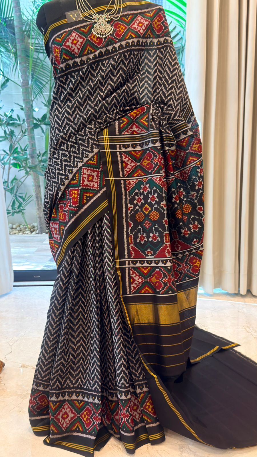Deep Grey Ikat Saree