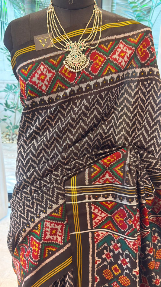 Deep Grey Ikat Saree