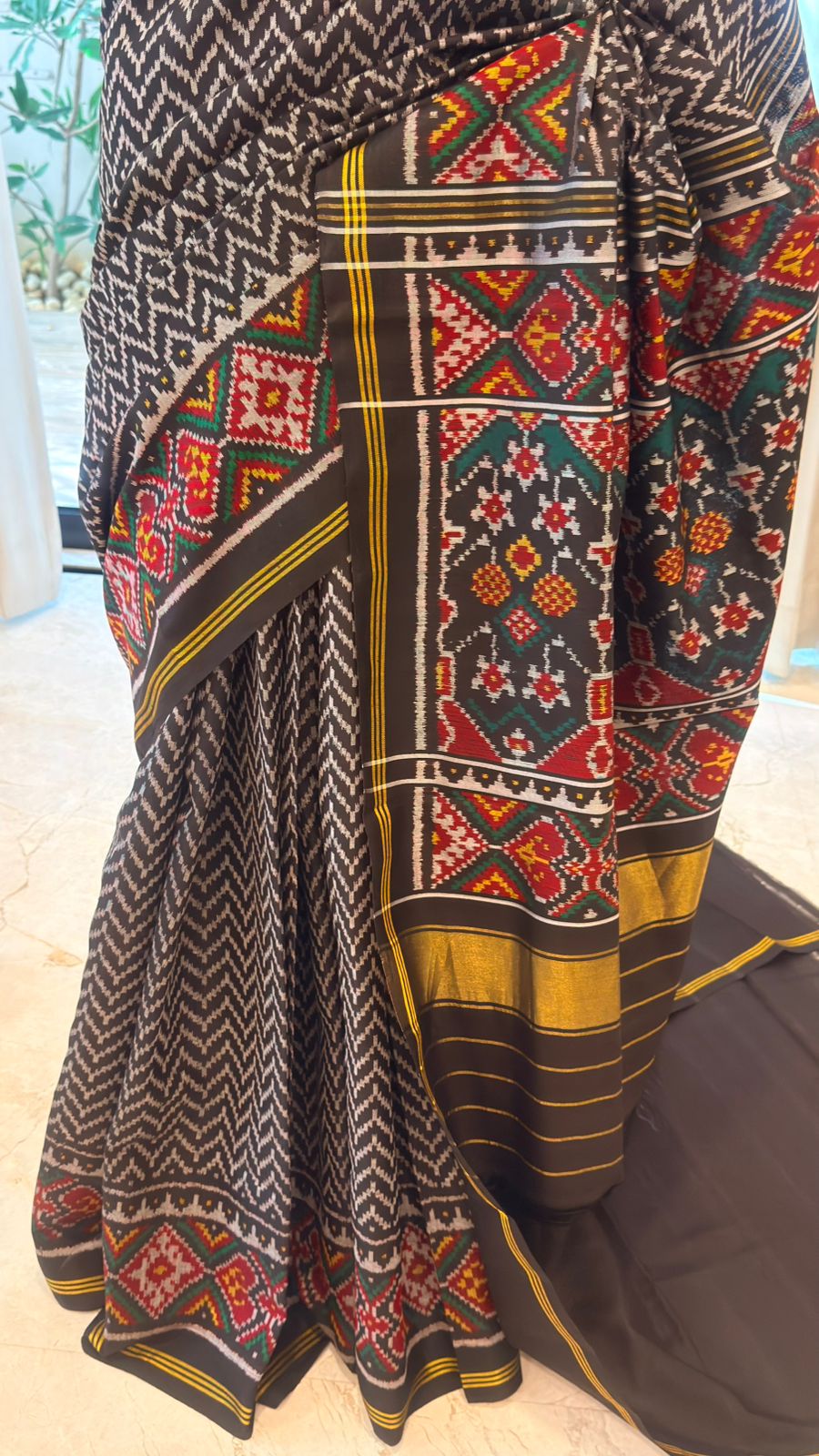 Deep Grey Ikat Saree