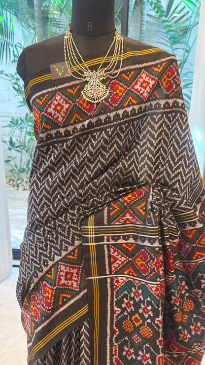 Deep Grey Ikat Saree