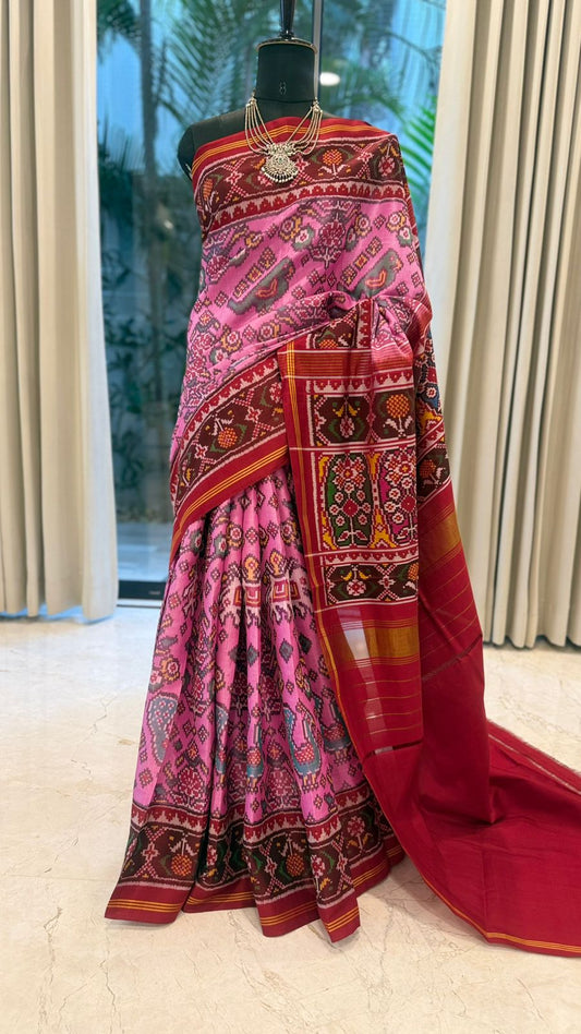 Radiant Pink Ikat Saree