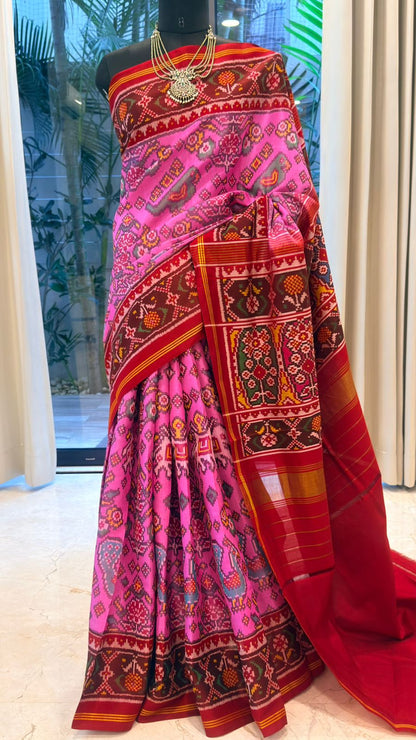 Radiant Pink Ikat Saree