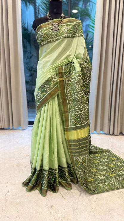 Pista Green Ikat Saree