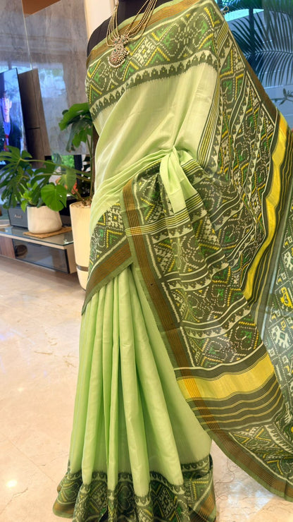 Pista Green Ikat Saree