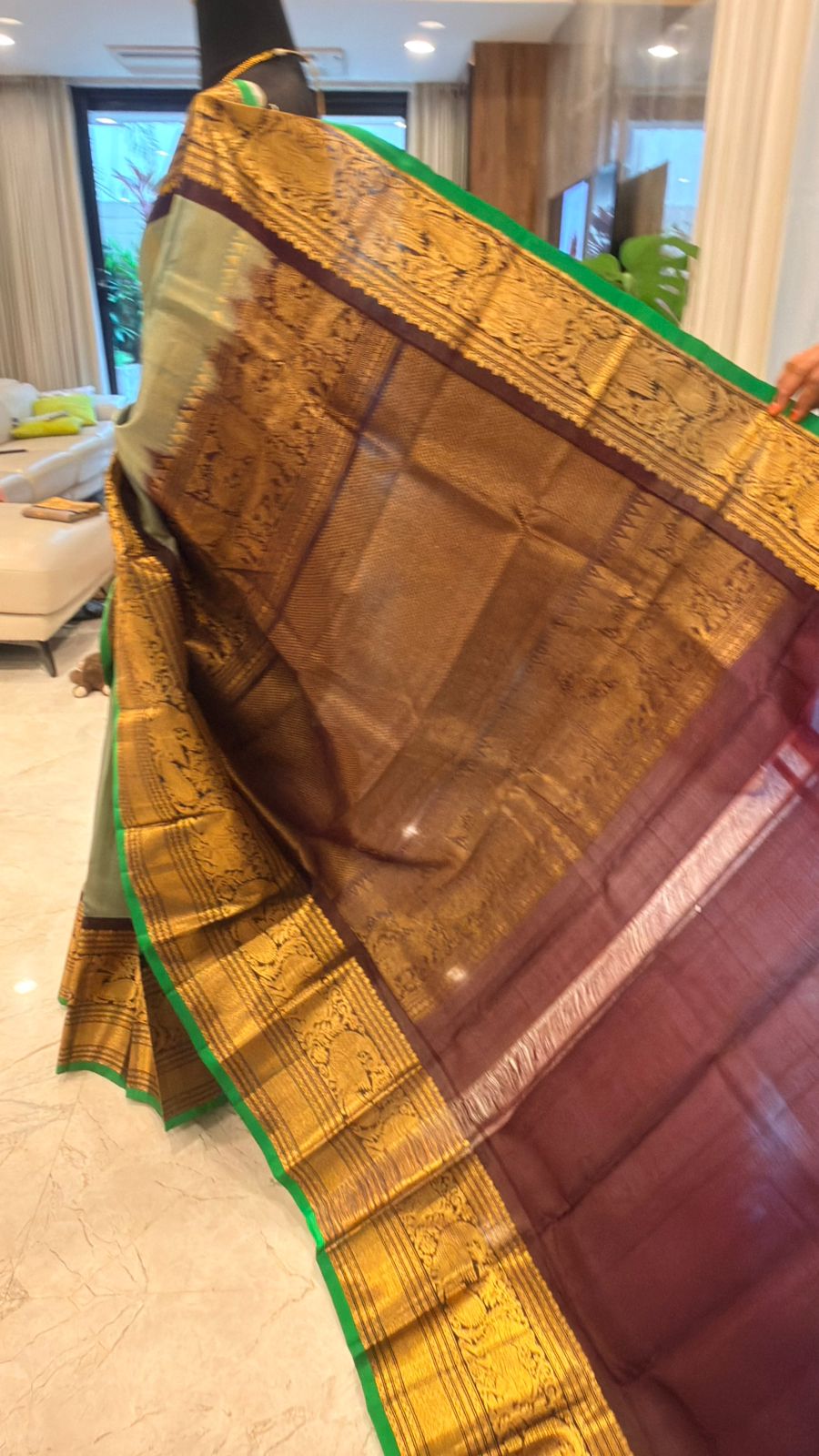 Pista Green Gadwal Silk Saree