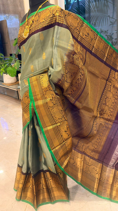 Pista Green Gadwal Silk Saree
