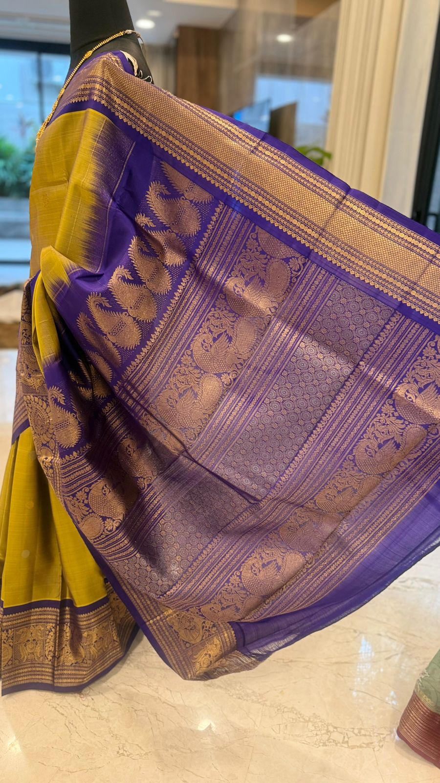 Mustard Gold Gadwal Silk Saree