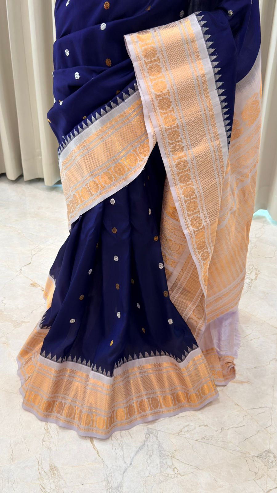 Royal Blue Gadwal Silk