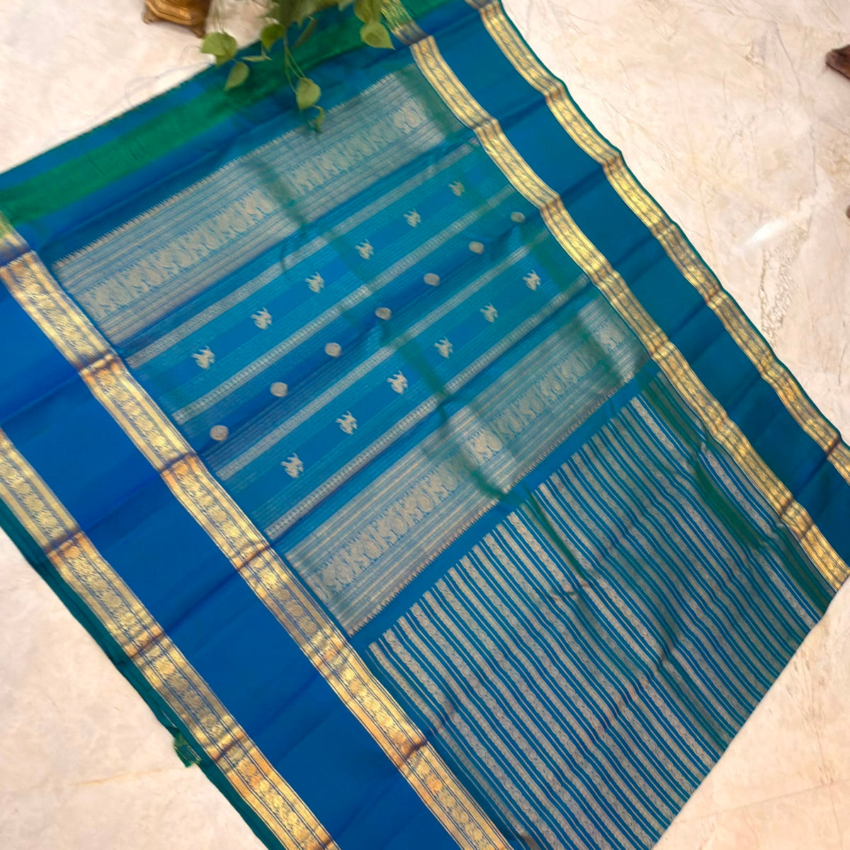 Peacock Blue Kanjivaram Silk Saree
