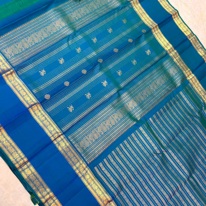 Peacock Blue Kanjivaram Silk Saree