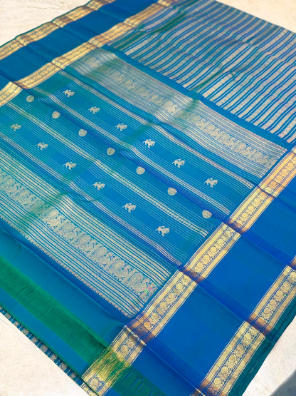 Peacock Blue Kanjivaram Silk Saree