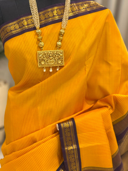 Golden Checks Kanjivaram Saree