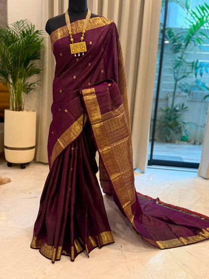 Wine Purple Vairaoosi Kanjivaram Saree