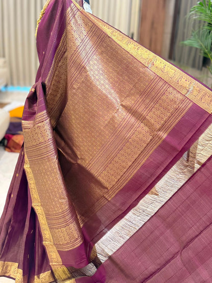 Wine Purple Vairaoosi Kanjivaram Saree